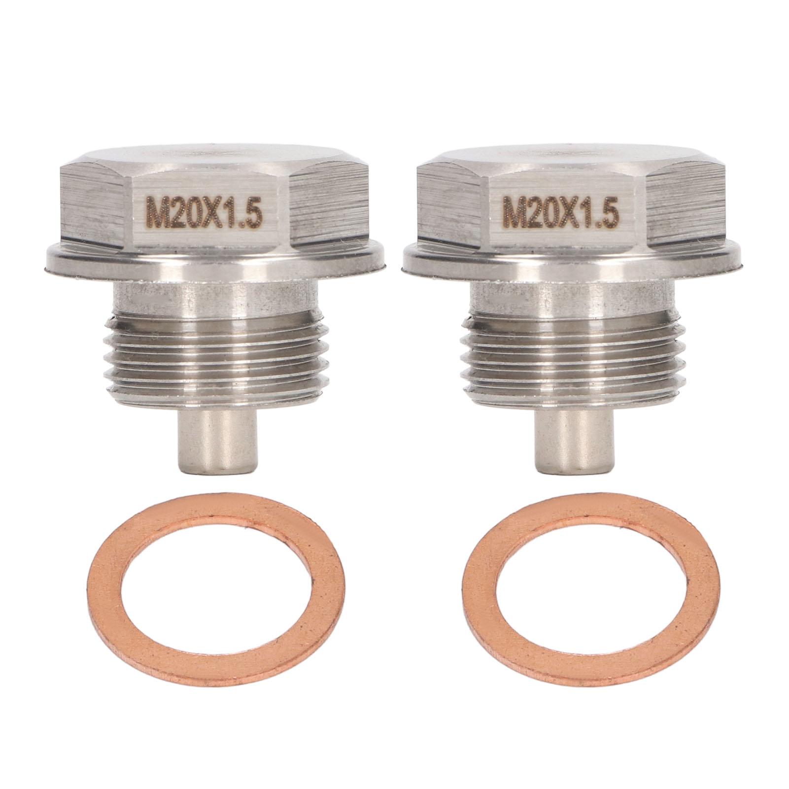 2pcs Magnetic Oil Drain Plug M20x1.5mm Stainless Steel 32103KA000 Replacement for Subaru Forester Impreza Outback