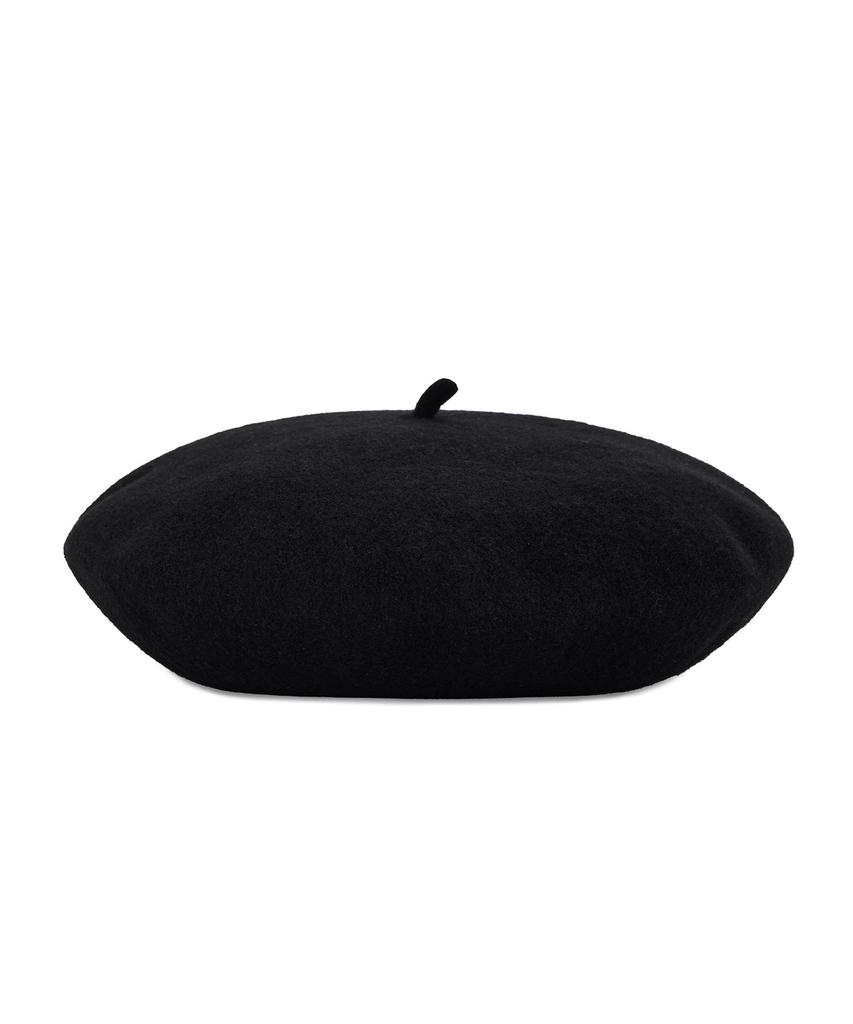 Bajal Cursive Logo Wool Beret Black