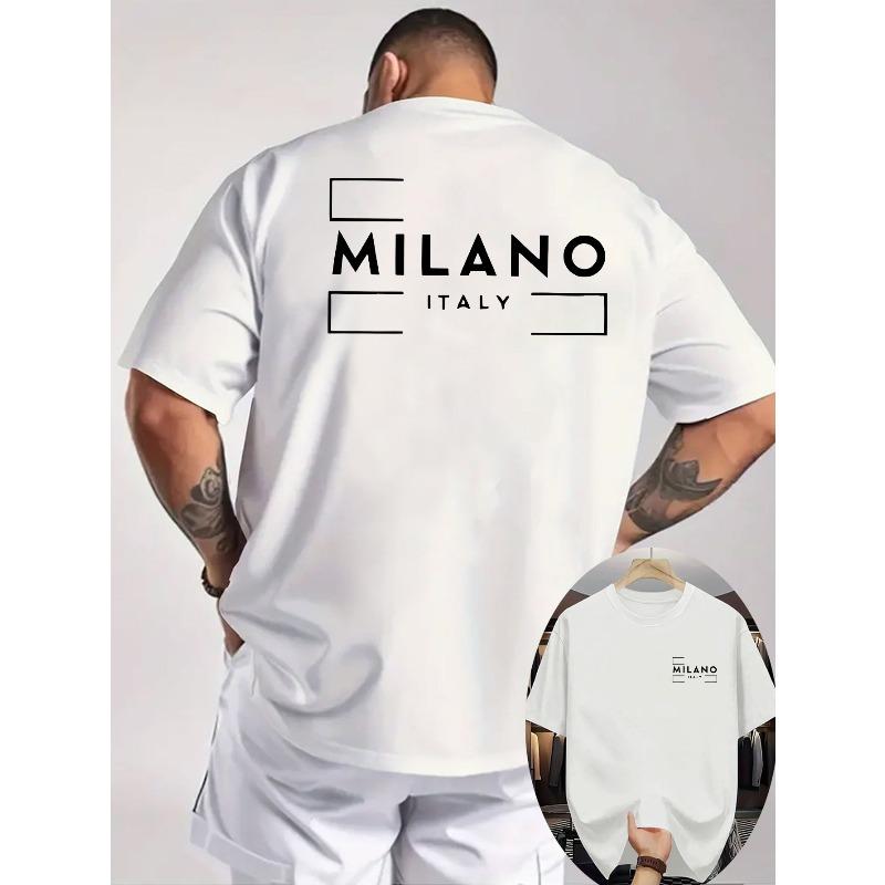 Men'S Casual Crew Neck Short Sleeve T-Shirt |Comfortable And Breathable, Milan Italy Logo, Double-Sided Print, Perfect For Outdoor Activities