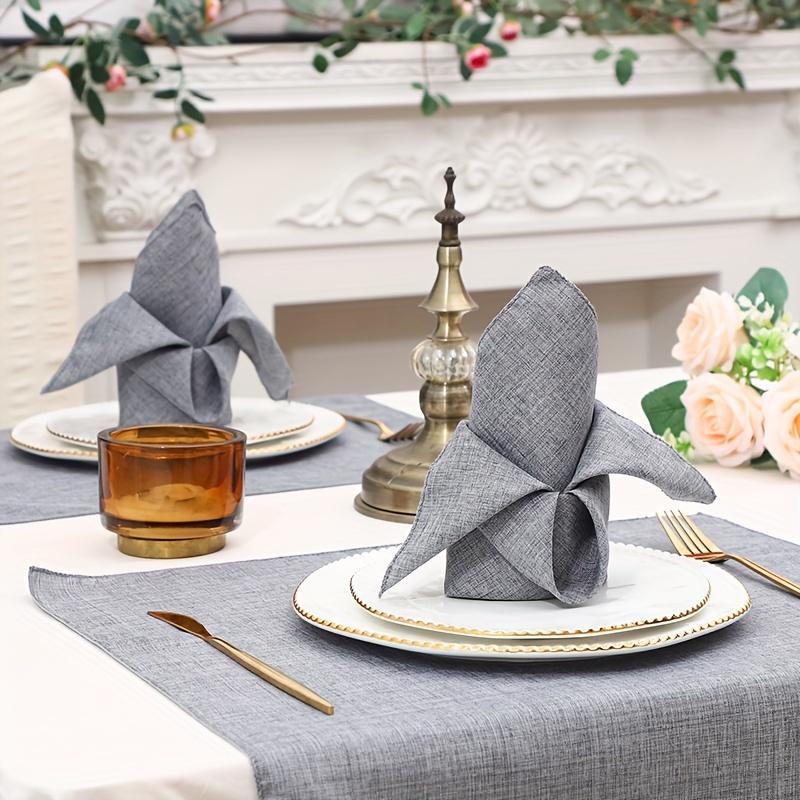 Elegant Set Beige Polyester Blend Napkins 18x18 Inches Square Soft and Durable, Ideal for Weddings, Parties, and Fine Dining Events