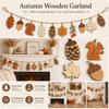 Wood Hanging Banner Decors Cutout Pendants Fall Wooden Garland  For Thanksgiving Decor