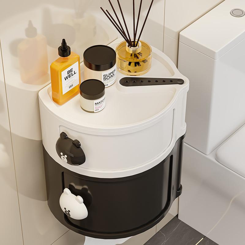 Toilet toilet paper box Toilet tissue box Wall-mounted roll paper rack No punching Sanitary napkin storage box