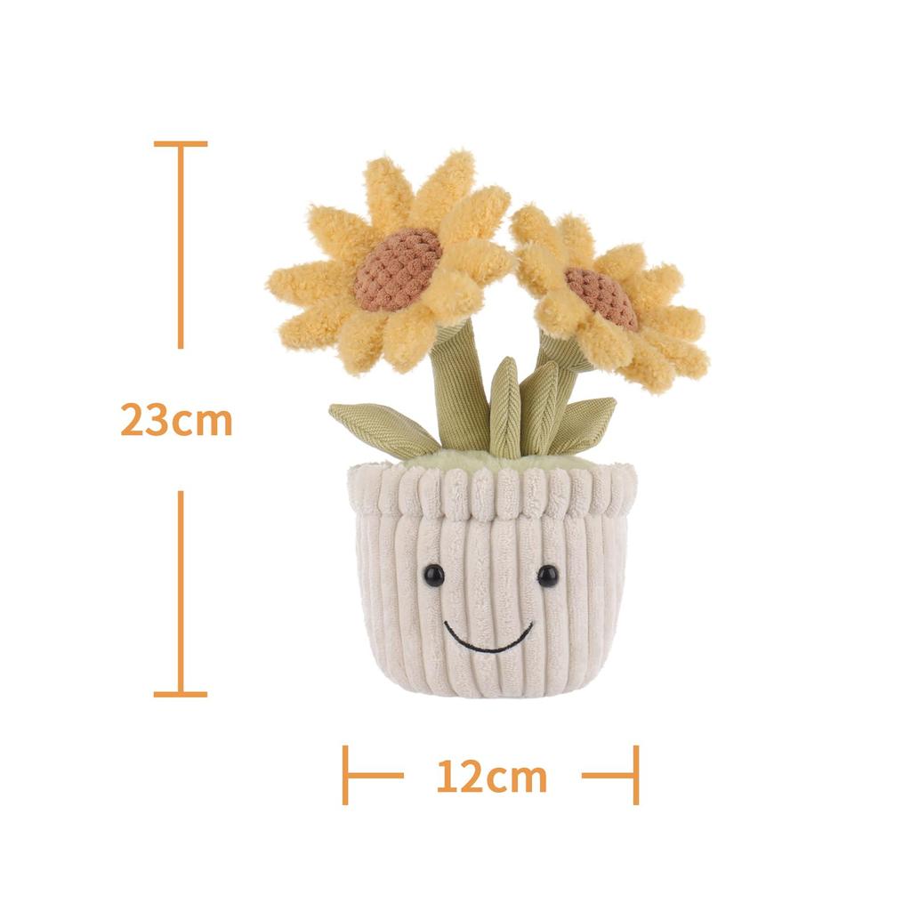 Apricot Lamb Potted Sunflower Plush Toy for Soft and Fluffy Potted Sunflower for Girls and 23cm Kids, Cute, Boys,