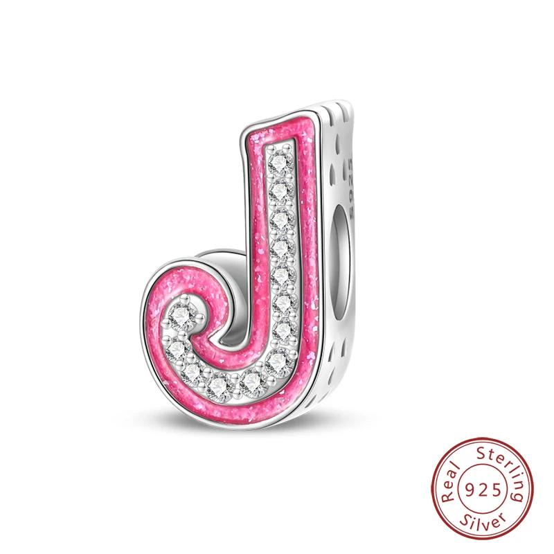 New Copper Teenage Girl Pink 26 Letters Charms Beads For 3Mm Original Bracelets Diy Jewelry Birthday Gifts