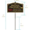 Private Property No Trespassing Sign, 12" x 8" No Soliciting Sign Aluminum with 28" Tall Alloy Stake for Easy Installation, Rust-Free& Fade Resistant