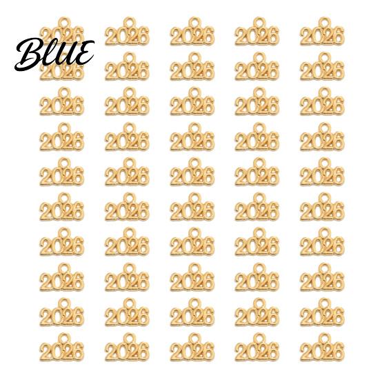 Holiday Number Decor 50Pcs 2026 Alloy Charm Vintage Decoration Accessories