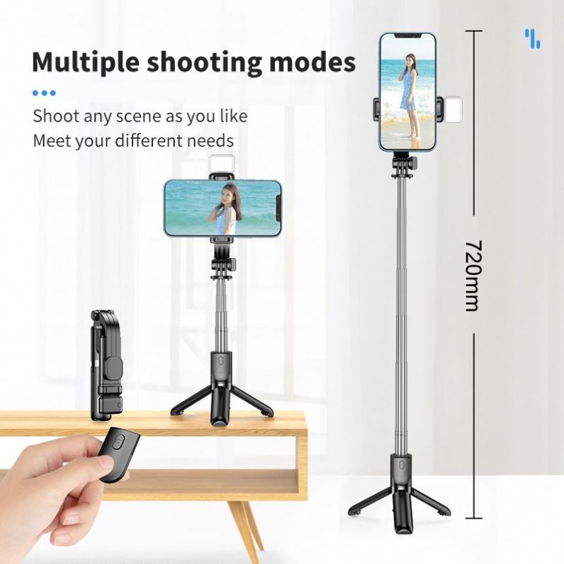 Foldable Mini Tripod Selfie Stick with for Remote Control 770mm Extended Length Portable Design