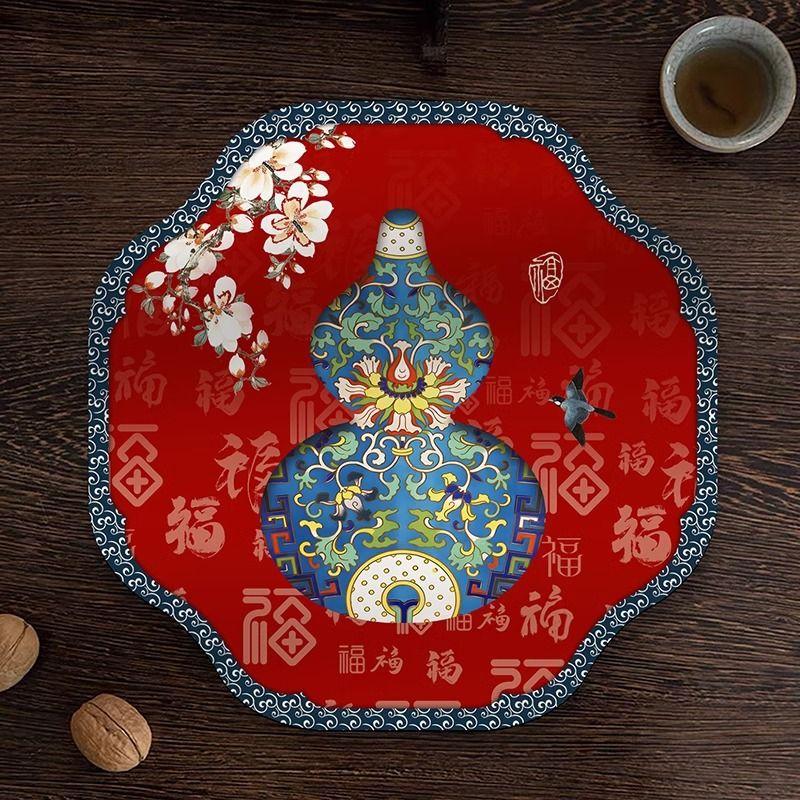 

Новый китайский чайный столик впитывающий быстросохнущий коврик красный нескользящий подстаканник для стола бытовой коврик для стола из диатомовой грязи 20X20CM