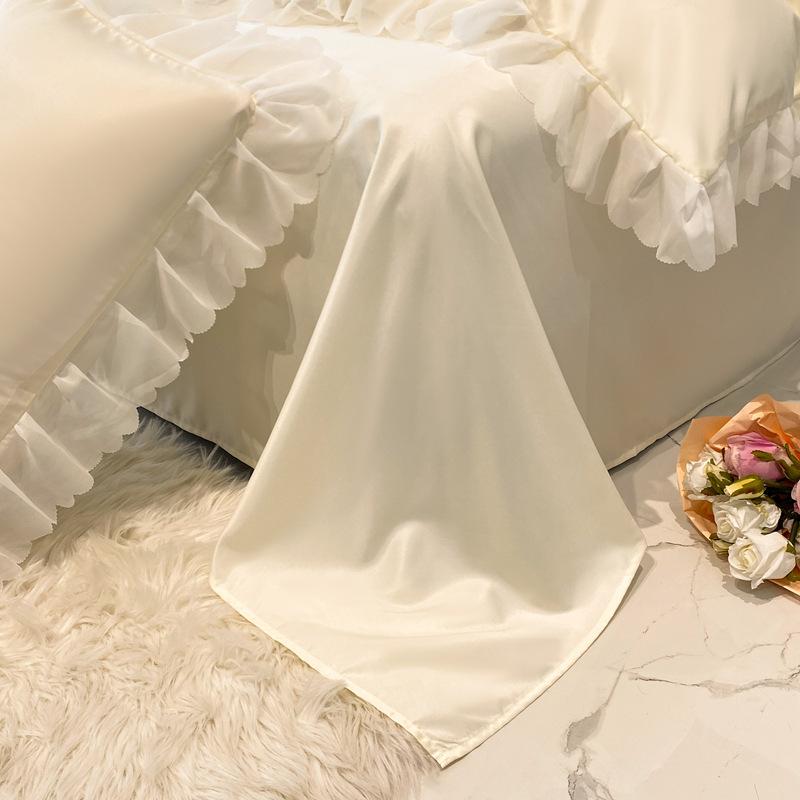 Lace Bedding Set Four-piece Princess Style Skin-friendly Breathable Washed Sheets Quilt Cover Pillowcase