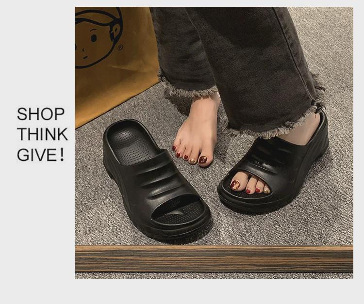 Summer Outdoor Wedge Flip-Flops: Thick-Soled High-Heeled Beach Sandals