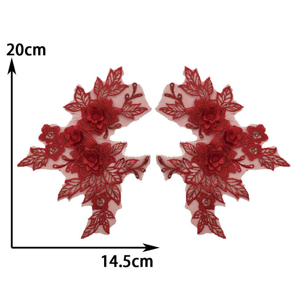Red I Polyester Embroidery Color Embroidery Sewing Lace Diy Decorative Clothing Accessories Pair Collar Clothing