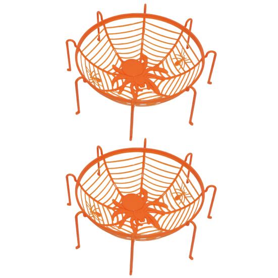 

2 шт., корзины для конфет в виде паутины, тарелки с фруктами, большая емкость, яркий цвет, не легко деформируются, тарелки для вечеринки в честь Хэллоуина оранжевый