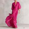 2026 European and American Socialites Deep V-neck Shoulder Lantern Sleeves Waist Long Dress Romantic Autumn Banquet