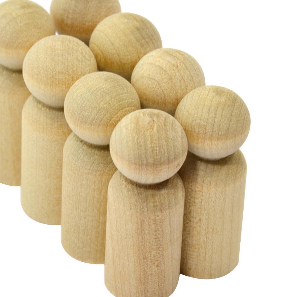 Men Shape Peg Dolls Natural Hardwood Unfinished DIY Wedding Cake Topper Home Decor Kids Toys Crafts 10PCS/Set