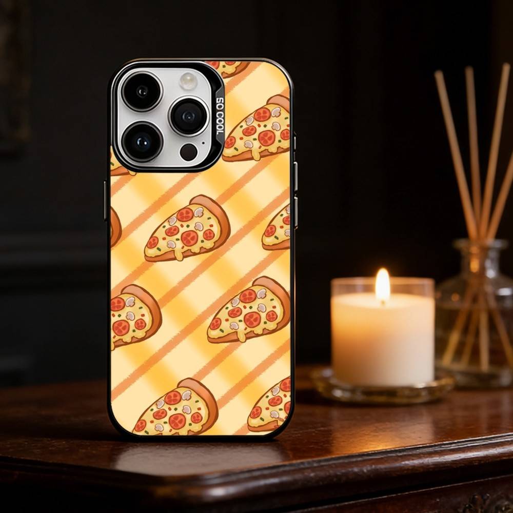 Delicious P-Pizza C-Cheese Phone Case For iPhone 17 16 15 14 13 12 11 Pro Max Plus Silver Matte Black Cover