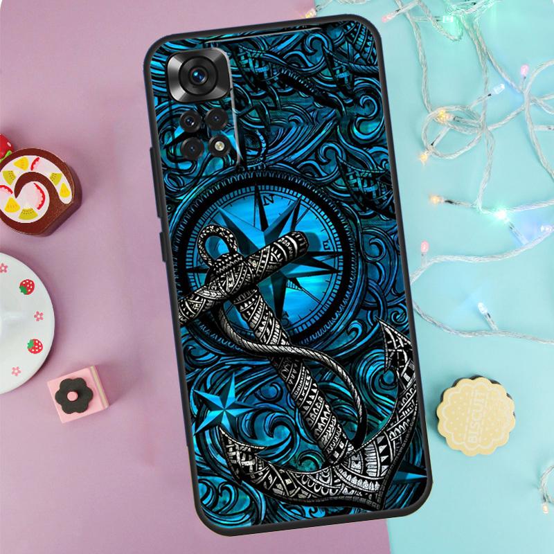 Sailing Compass Nautical Sea Turtle Case For Xiaomi Redmi Note 13 Pro 14 9 10 11 12 9S 10S 11S 12S Redmi 14C 10C 12C 13C Cover