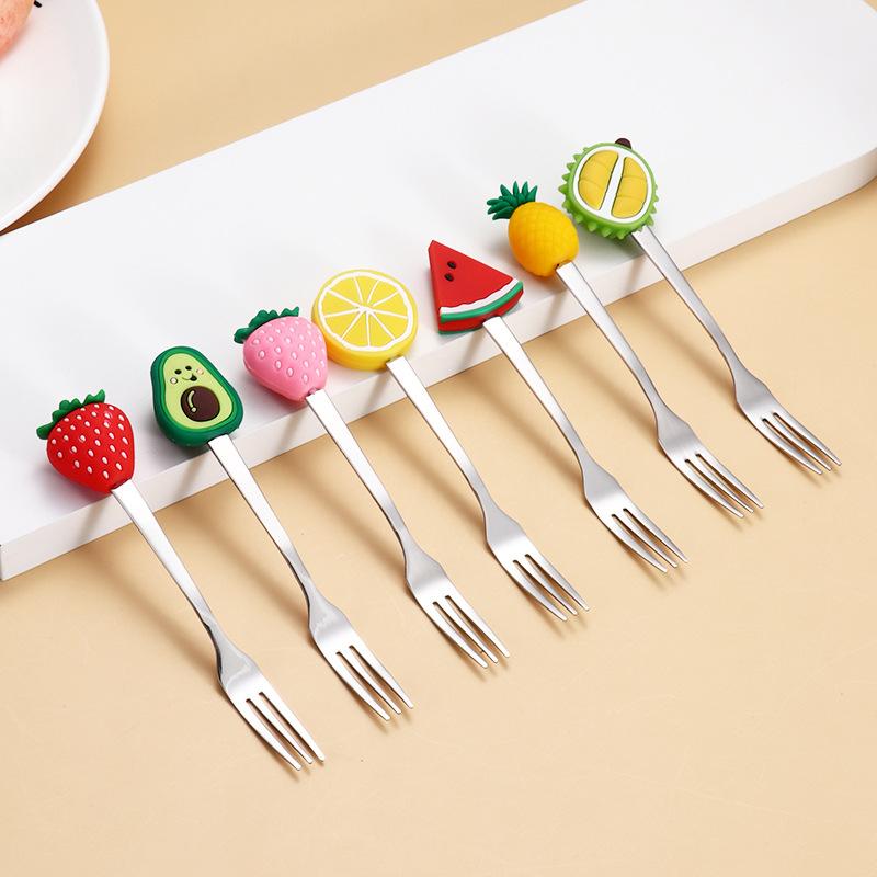 Stainless Steel Fruit Shaped Coffee Spoons Fruit Dessert Spoon Fork Candy Tea Spoon Drink Tableware Kitchen Supplies