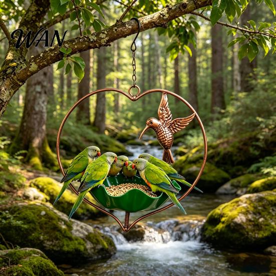 Heart-shaped Bird Feeder Outside Hummingbird Feeder, Weather-proof Metal Butterfly Bath, Bath Hanging Feeding Bowl for Outdoor Garden Patio Yard