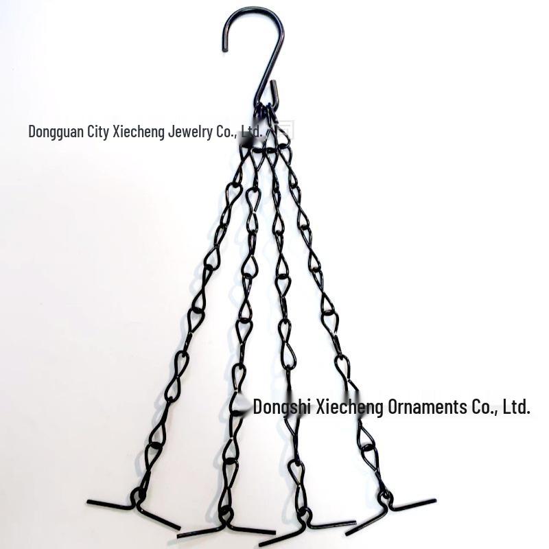 Black & White Zinc 4-Strand Chain Hanging Flower Basket 1.4 Wire