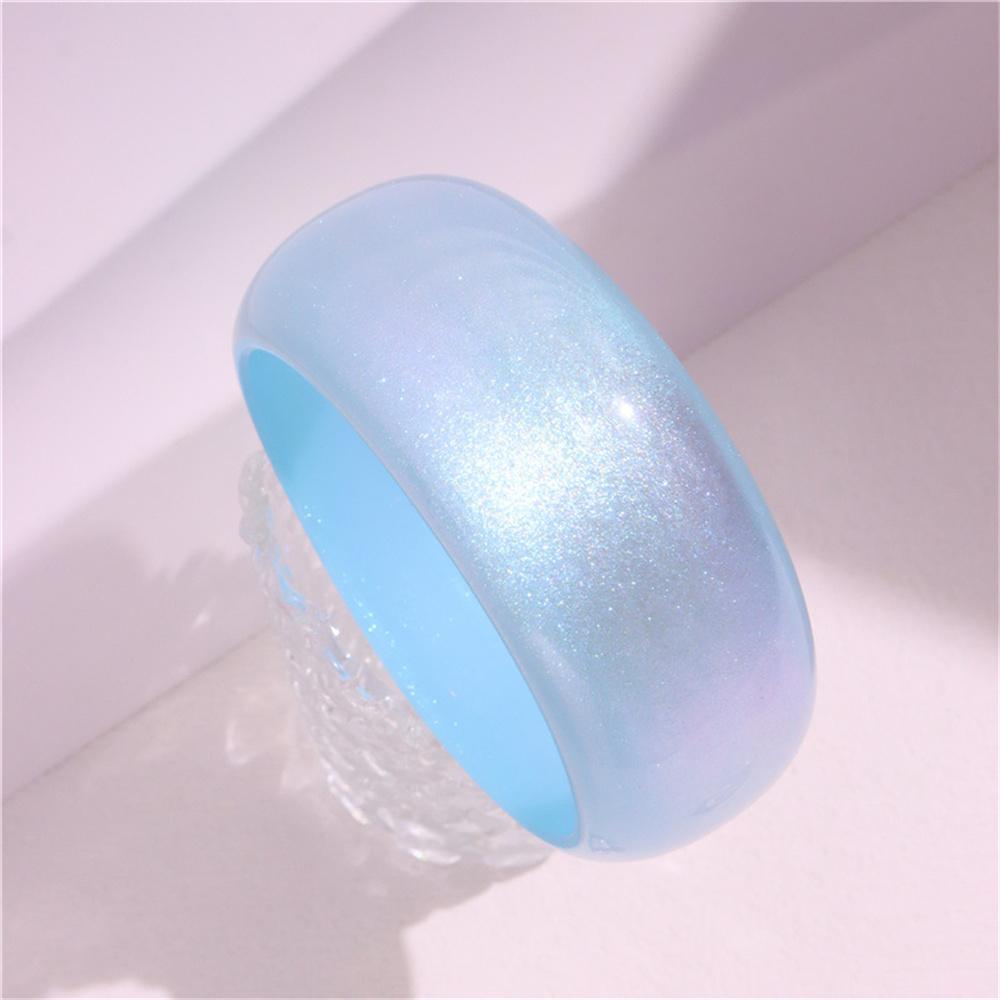 Round Jelly Colored Shiny New Powder Acrylic Bangle Exquisite Bracelet Simple Geometry Beautiful Wide Face Resin Trend Bracelet