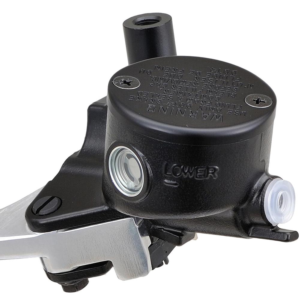 Daytona NISSIN Motorcycle Retro Brake Master Cylinder Horizontal 14mm Black Clear Lever Round Integrated Tank 74753 Body/Buff