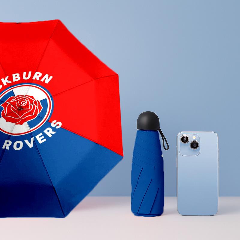 Blackburn Rovers Football Pattern Printed Mini 5 Folds 8 Ribs Compact Umbrella Windproof Waterproof Lightweight Portable Folding