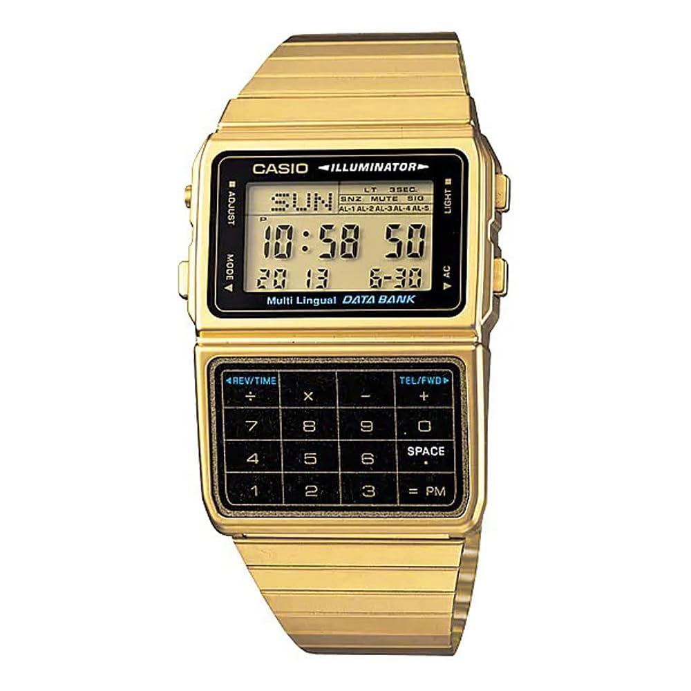 Casio Data Bank DBC-611G-1 Men s Digital Watch Gold Black Stainless Steel