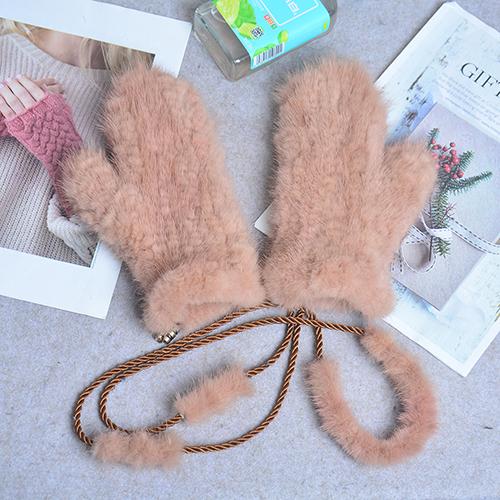 Fashion Winter Women Gloves Genuine 100% Real Mink Fur Glove Knitted Mittens Thick Warm Fur Gloves Mittens