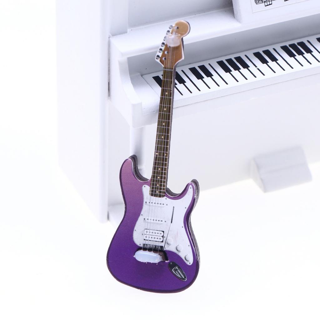 1/4 Stück Mini Simulation E-Gitarre Beliebte Gitarre Passende Miniatur-Szenenrequisiten Puppenhausmodellzubehör