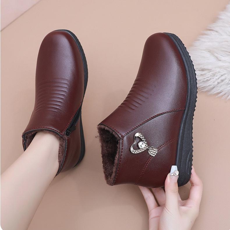 Winter Boots Fashion Women Ankle Boots Plush Warm with Metal Cotton Shoes Woemn Non-slip Waterproof Boots