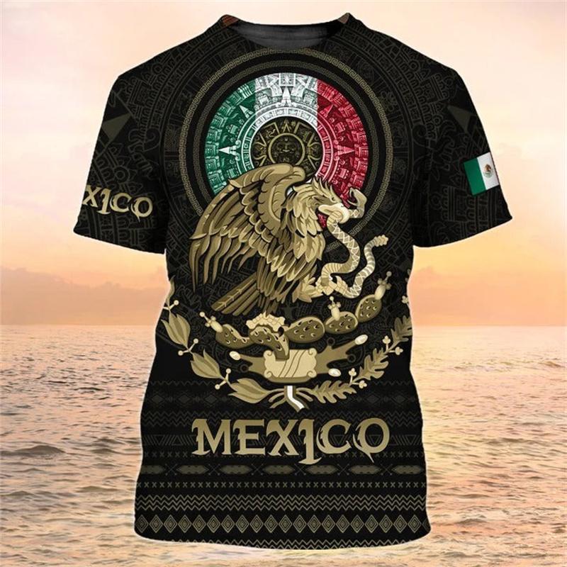 Mexico Flag Printed T Shirt Fashion Street National Emblem Pattern Tee Top Mexican Culture 2025 Fashion New Men Women T Shirts