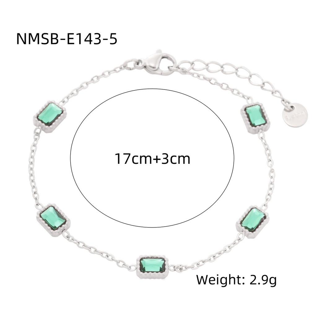 INS new square colored diamond titanium steel bracelet women's fashion light luxury K niche design does not fade stainless steel jewelry