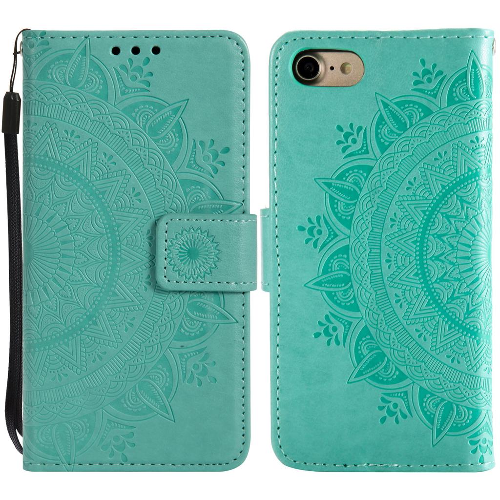 For iPhone 16e Stand Case Imprinted Totem PU Leather Wallet Phone Cover