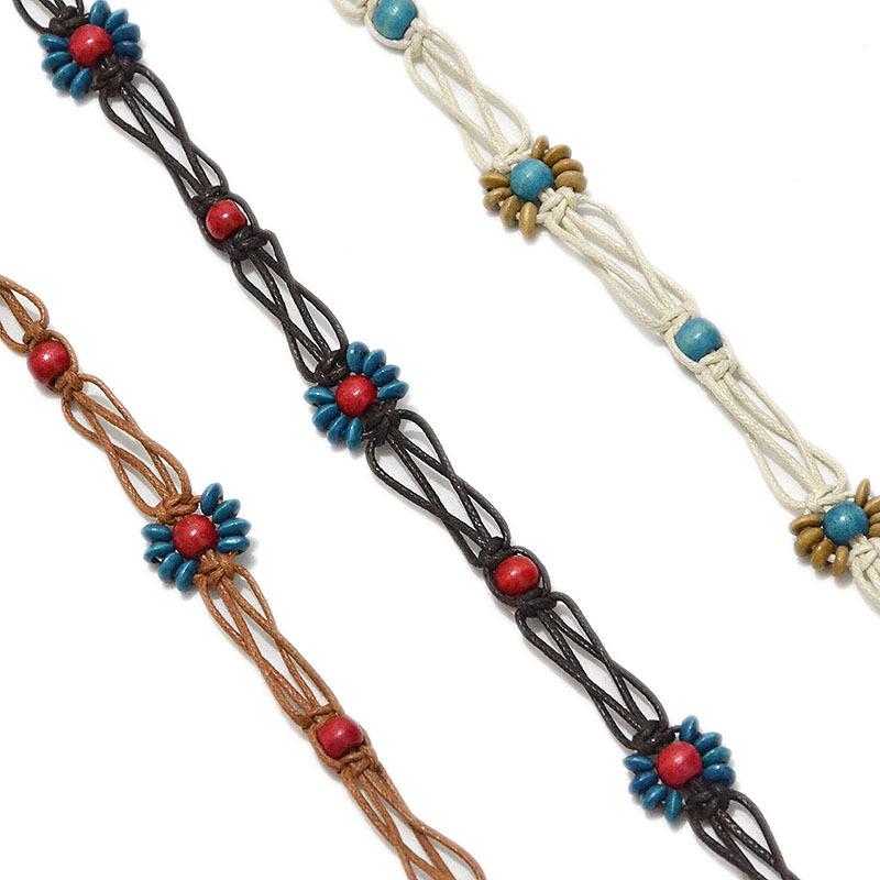 Meier New arrival retro pattern rice beads stitched woven waist chain thin belt