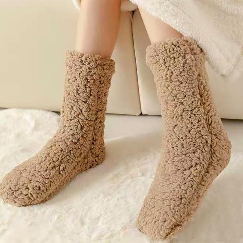 

1 пара зимних женских теплых утолщенных тканых термоносков, носки-тапочки, домашние носки Plus чёрный