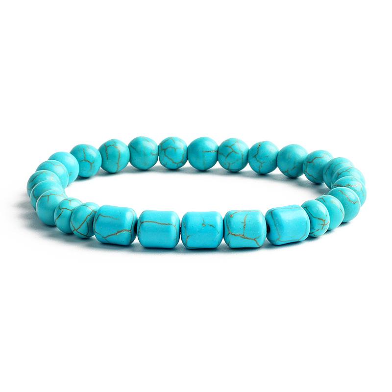 Bohemian Turquoises Beads Bracelets for Women Reiki Nature Stone Cube Cylinder Irregular Bracelets Healing Healthcare Jewelry