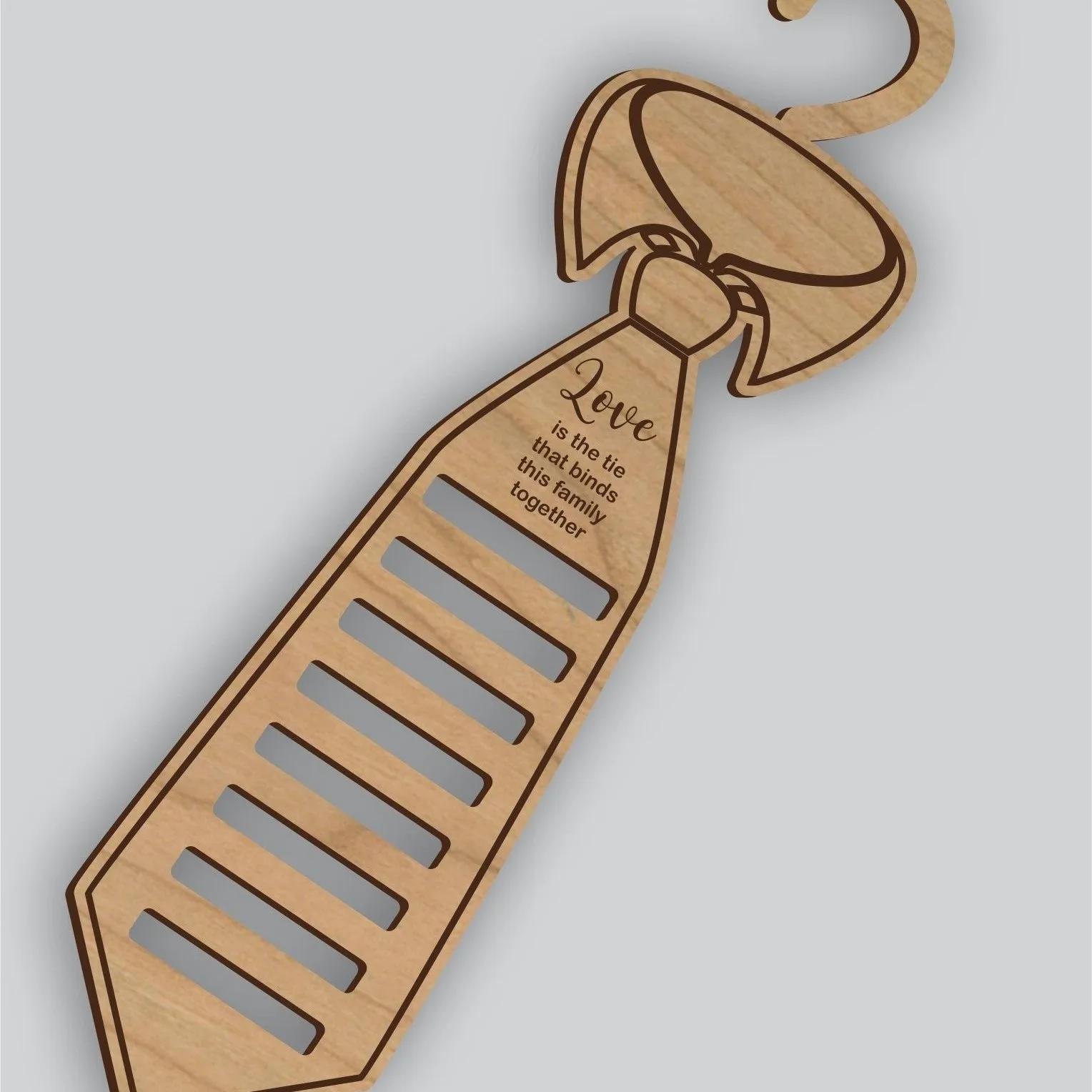 

1PC Wooden Handprint Father s Day Wooden Craft Tie Rack Creative Hanging Ornament Souvenir Gift for Dad