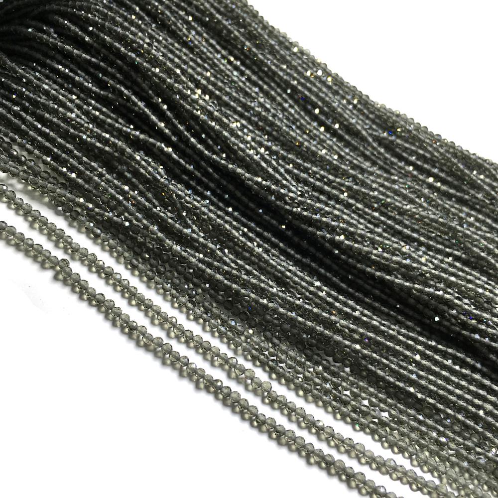 1String, Faceted Natural Stone Beads, 2mm, 3mm Small Round Turquoise Tourmaline Obsidian Gems Loose Spacer Beads for Jewelry Making DIY Crafts, 38cm