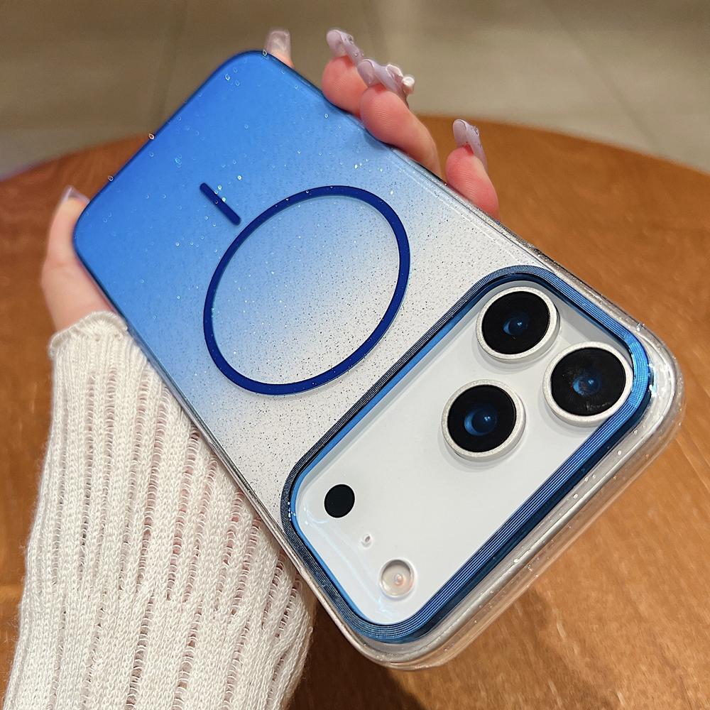 KEYSION Luxus Glitzer Farbverlauf Magnetische Handyhülle für MagSafe für iPhone 17 Pro Max 17 Air Transparent Hart PC Stoßfeste Rückseite