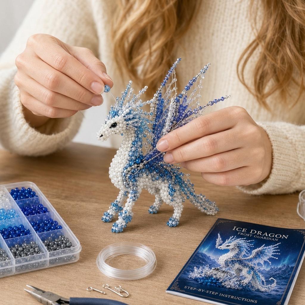 Animal Beading Craft Set DIY Beaded Guardian Figure Kit for Creative Handmade Art Projects with Detailed Instructions for Crafting
