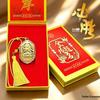 24K Gold Manjushri Bodhisattva Pendant for Success In Exams, Wenchang Pen Brush Pendant from Wutai Mountain