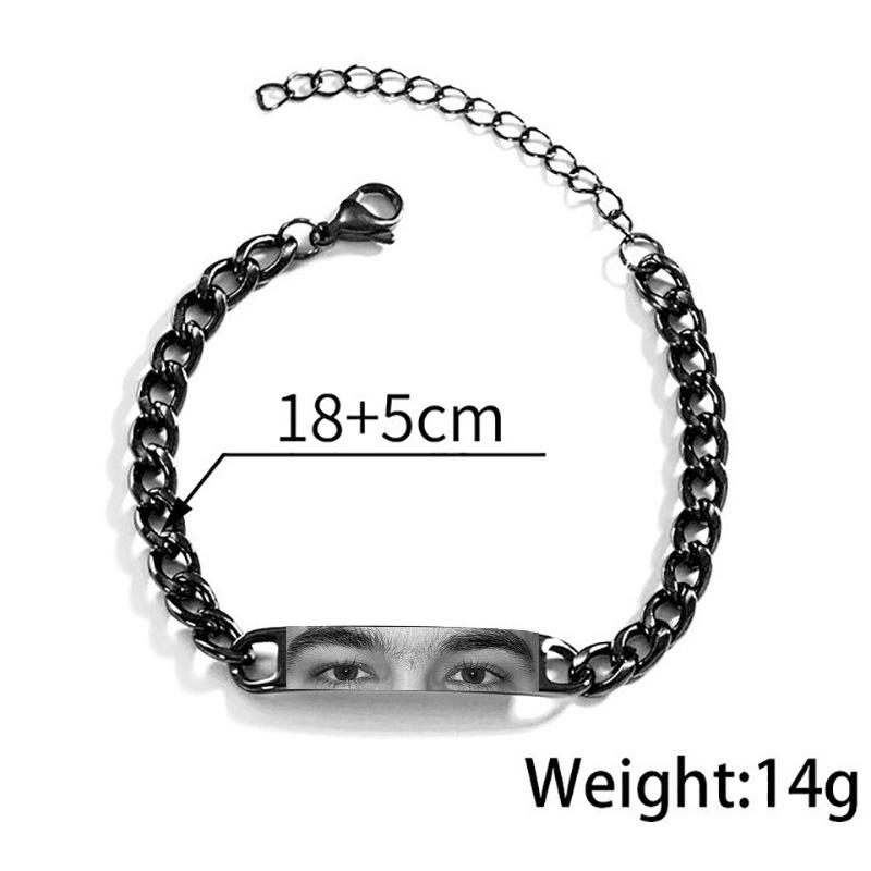 Stainless Steel Curved Plate Photo Bracelet - Personalized Engraved Couple Design
