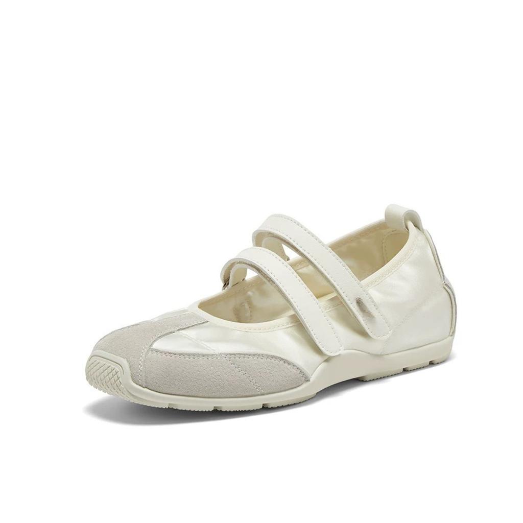 Leather Mary Jane Shoes Women'S Summer Velcro Inner Height Increasing Ballet Shoes Versatile Casual Sports Shoes