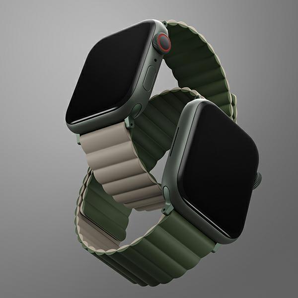 Uniq Revix Strap Apple Watch Series1/2/3/4/5/6/7/8/9/Se/Se2/Ultra/Ultra 2 42/44/45/49Mm. Reversible Magnetic Zielony-Ciemnoszary/Green-Taupe