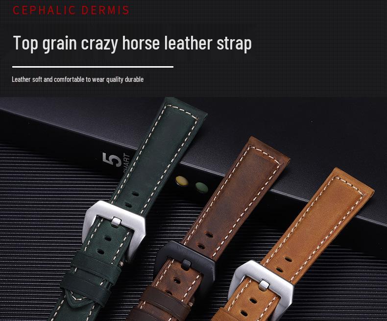 Peihaina Hai Genuine Crazy Horse Leather Strap for Panerai - Quick Release, 20/22/24/26mm.