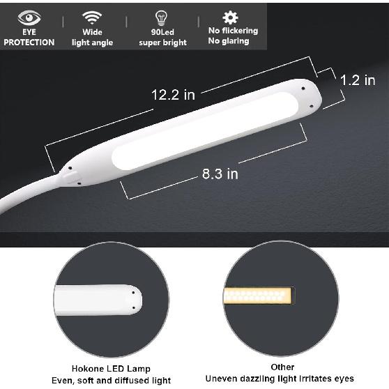 LED Desk Lamp with Clamp,Flexible Gooseneck Clamp Lamp,Dimmable,Touch Control 3 Color Modes,Eye-Care Table Light with Adjustable Arm,Architect Lamp