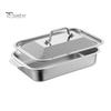Deep Rectangular Baking Pan Stainless Steel Pan, with Handles, Heavy-Duty Tray, Commercial Grade High Temperature Resistant Durable Kitchenware,