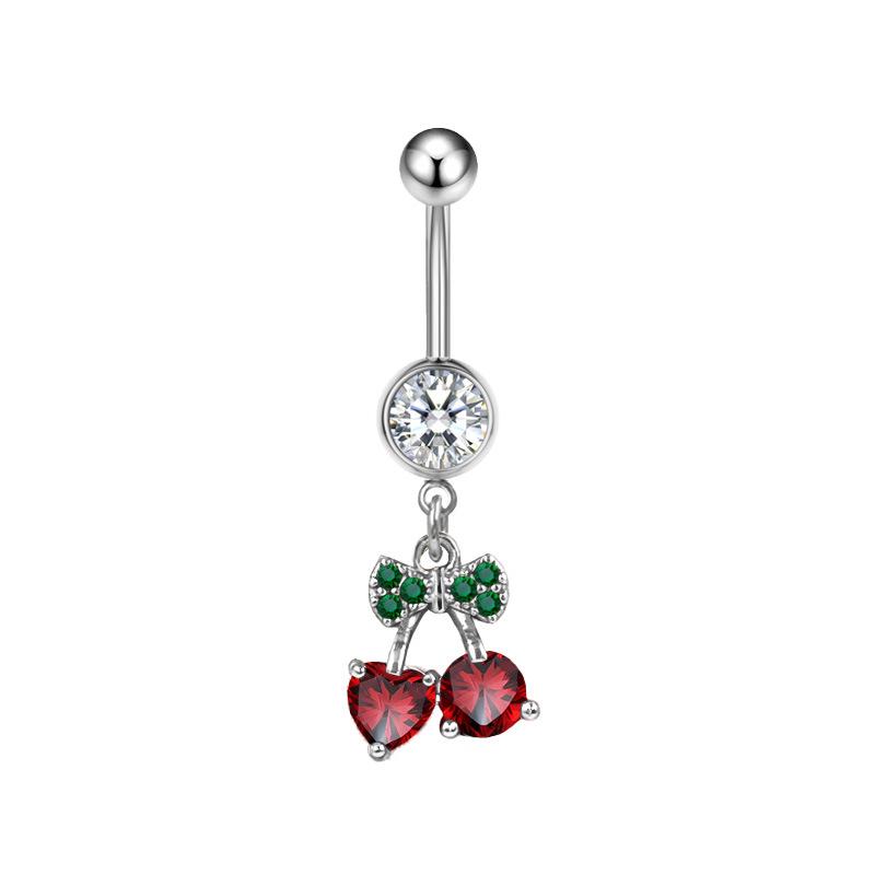 Gaibei Heart-shaped Cherry Navel Ring - Trendy European & American Style