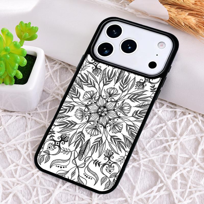 Flowers Mandala Floral Phone Case for iPhone 17 Air 16 15 11 12 14 13 Pro Max Shockproof Cover