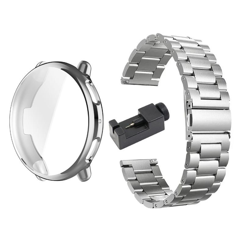 Stainless Steel Strap with TPU Protection Case For Amazfit Active 2 Smartwatch Band Metal Bracelet Watchband Accessories